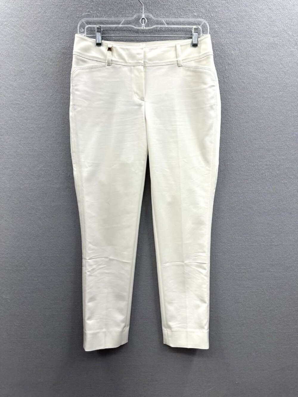 White House Black Market Pants 0R Perfect Form Slim Ankle White Stretch Trousers